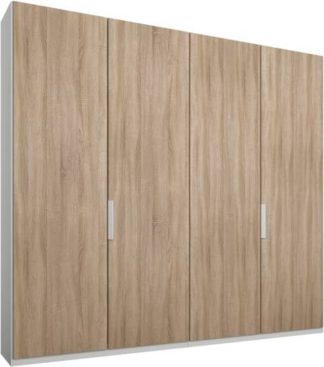 An Image of Caren 4 door 200cm Hinged Wardrobe, White Frame, Oak Doors, Classic Interior