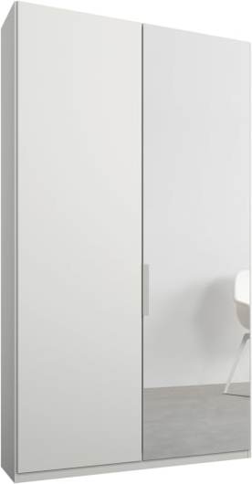 An Image of Caren 2 door 100cm Hinged Wardrobe, White Frame, Matt White & Mirror Doors, Standard Interior