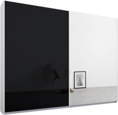 An Image of Malix 2 door 225cm Sliding Wardrobe, White frame,Basalt Grey Glass & Mirror doors , Classic Interior