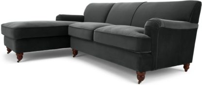 An Image of Orson Left Hand Facing Chaise End Corner Sofa, Midnight Grey Velvet
