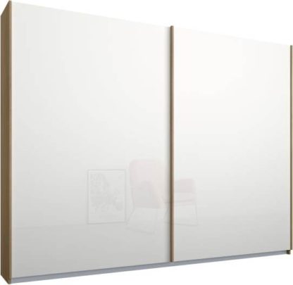 An Image of Malix 2 door 225cm Sliding Wardrobe, Oak frame,White Glass doors , Classic Interior