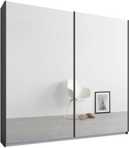 An Image of Malix 2 door 181cm Sliding Wardrobe, Graphite Grey frame,Mirror doors , Classic Interior