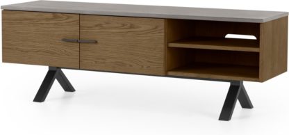 An Image of Sora Wide Media Unit, Smoked Oak & Concrete