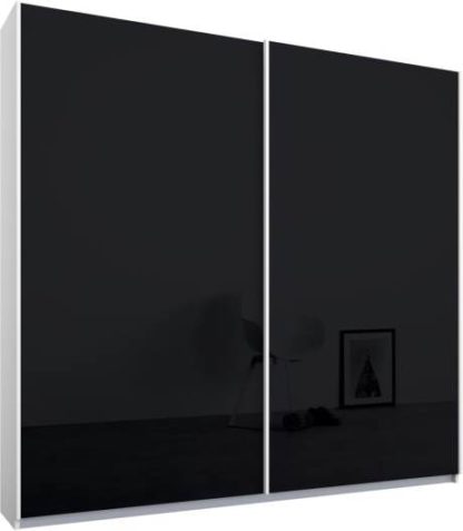 An Image of Malix 2 door 181cm Sliding Wardrobe, White frame,Basalt Grey Glass doors , Premium Interior