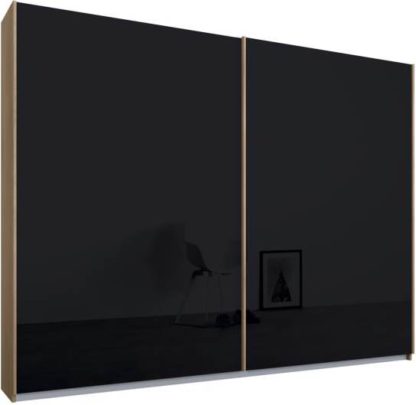 An Image of Malix 2 door 225cm Sliding Wardrobe, Oak frame,Basalt Grey Glass doors , Classic Interior