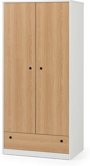 An Image of MADE Essentials Tyas Double Wardrobe, White and Oak Effect