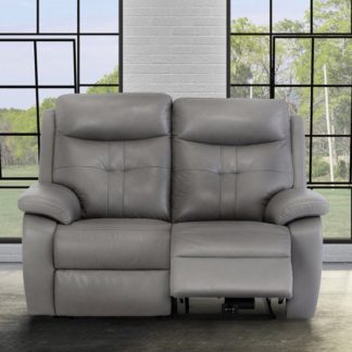 An Image of Sophia Faux Leather Electric Recliner 2 Seater Sofa In Grey