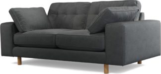 An Image of Content by Terence Conran Tobias, 2 Seater Sofa, Plush Shadow Grey Velvet, Light Wood Leg