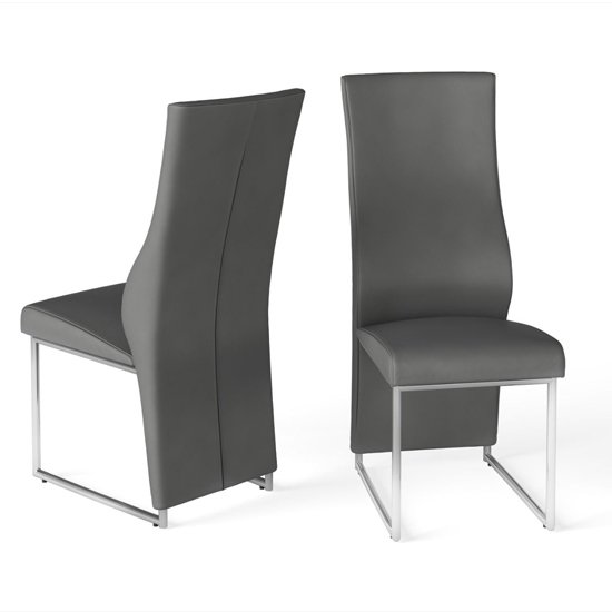 Remo Grey Faux Leather Dining Chairs In Pair Compare Furnishings