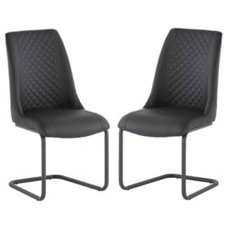 An Image of Ravello Grey PU Leather Dining Chair In A Pair