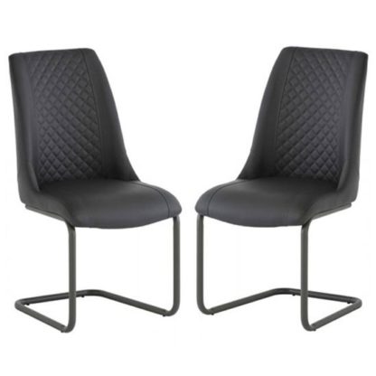 An Image of Ravello Grey PU Leather Dining Chair In A Pair