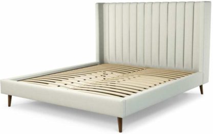 An Image of Custom MADE Cory Super King size Bed, Putty Cotton with Walnut Stained Oak Legs