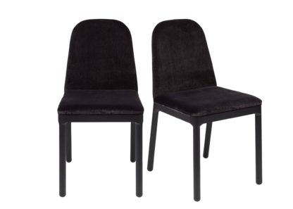 An Image of Heal's Ellie Pair of Dining Chairs Navy Velvet Black Ash Leg