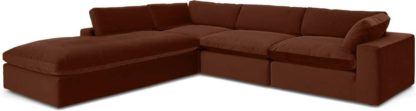 An Image of Samona Left Hand Facing Full Corner Sofa, Amber Velvet