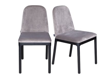 An Image of Heal's Ellie Pair of Dining Chairs Navy Velvet Black Ash Leg