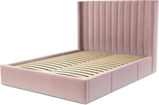 An Image of Custom MADE Cory King size Bed with Drawers, Heather Pink Velvet