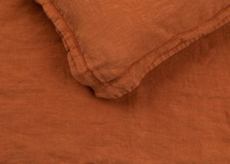An Image of Heal's Washed Linen Cinnamon Duvet Cover Double