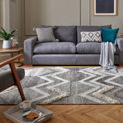 An Image of Steffi Wool Blend Rug Grey