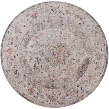 An Image of Soraya Traditional Circle Rug Blue, Orange and White