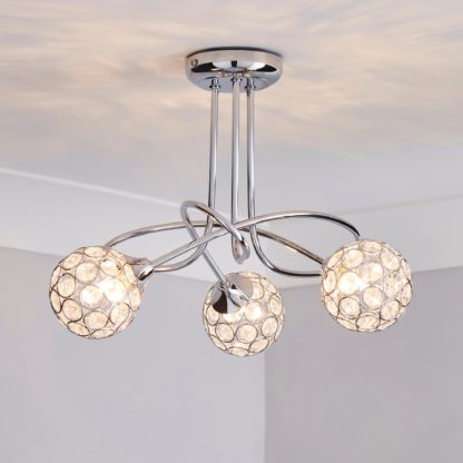 An Image of Sphere 3 Light Chrome Ceiling Fitting Silver