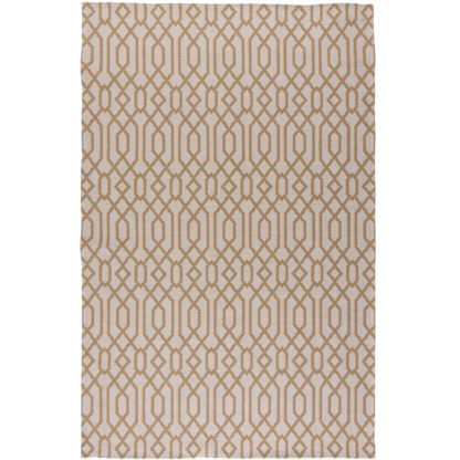 An Image of Trellis Flatweave Rug Yellow and White