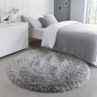 An Image of Jewel Shaggy Circle Rug Silver