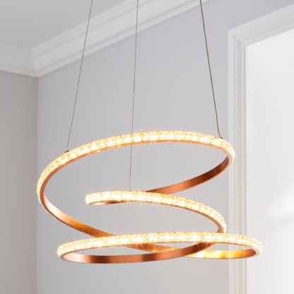 An Image of Cali Integrated LED Swirl Crystal Rose Gold Ceiling Fitting Rose Gold