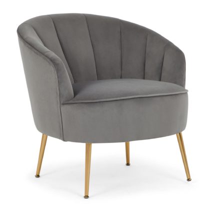 An Image of Matilda Velvet Shell Chair - Grey Grey