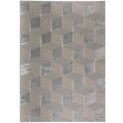 An Image of Sienna Silver Wool Rug Silver and Brown