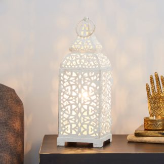 An Image of Moroccan Lantern Cream Table Lamp Cream