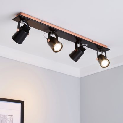 An Image of Bolden 4 Light Black Spotlight Bar Copper