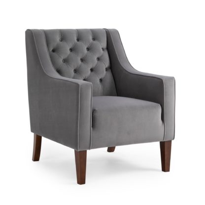 An Image of Isabel Velvet Chesterfield Armchair Blush