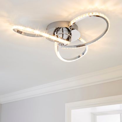 An Image of Oria 3 Light Integrated LED Jewel Chrome Ceiling Fitting Chrome