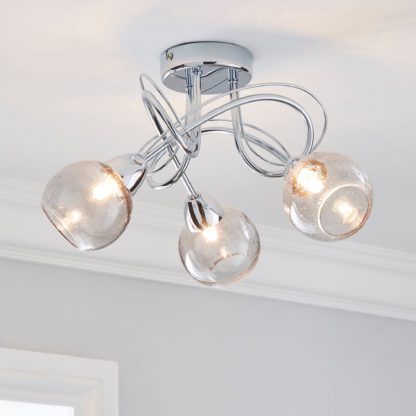 An Image of Kelly 3 Light Bubble Glass Ceiling Fitting Silver