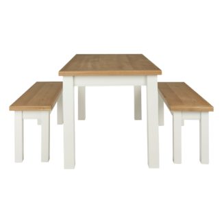 An Image of Compton Ivory Dining Table and Bench Set Cream