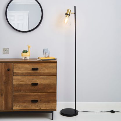 An Image of Warren Glass Floor Lamp Black