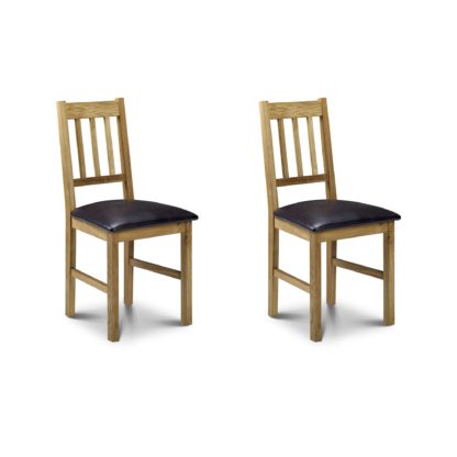 An Image of Coxmoor Set of 2 Dining Chairs Brown PU Leather Mid Oak (Brown)