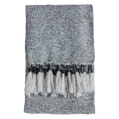 An Image of Woven Wrap Tassel 120cm x 170cm Throw Grey