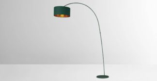 An Image of Sweep Arc Overreach Floor Lamp, Matt Green with Copper