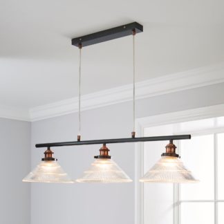 An Image of Logan 3 Light Bar Glass Diner Industrial Ceiling Fitting Clear