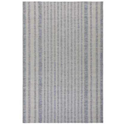 An Image of Stripe Indoor Outdoor Rug Grey, Blue and Brown