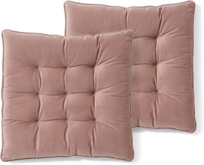 An Image of Julius Set of 2 Velvet Seat Pads, 40x40cm, Soft Pink