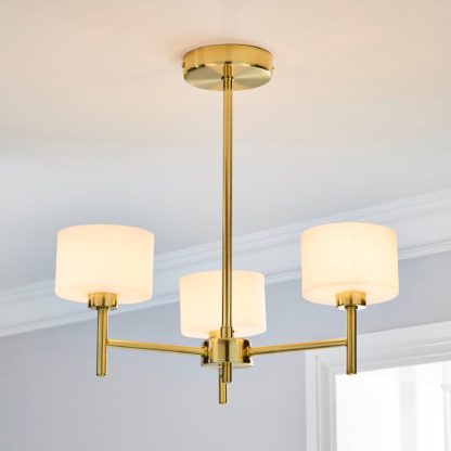 An Image of Elsie 3 Light Ceiling Fitting Brass Gold