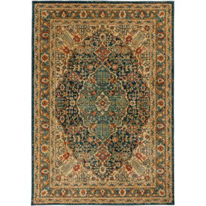 An Image of Priya Traditional Rug Brown, Green and Yellow