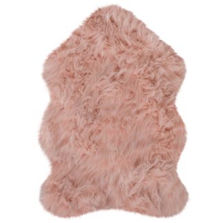 An Image of Single Pelt Shimmer Faux Sheepskin Rug Blush