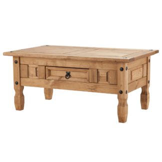 An Image of Corona Pine Coffee Table with Drawer Brown