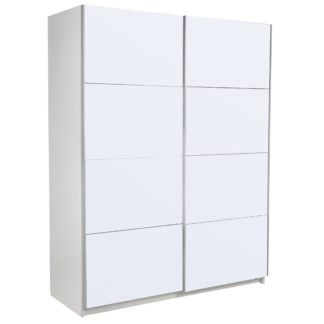 An Image of Ellum White High Gloss Sliding Wardrobe White