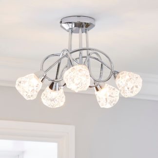 An Image of Ceccano 5 Light Glass Semi-Flush Ceiling Fitting Chrome