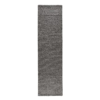 An Image of Grey Textured Wool Mix Runner Grey