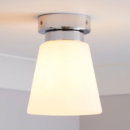 An Image of Delavin 1 Light Pendant Frosted Glass Flush Ceiling Fitting Silver